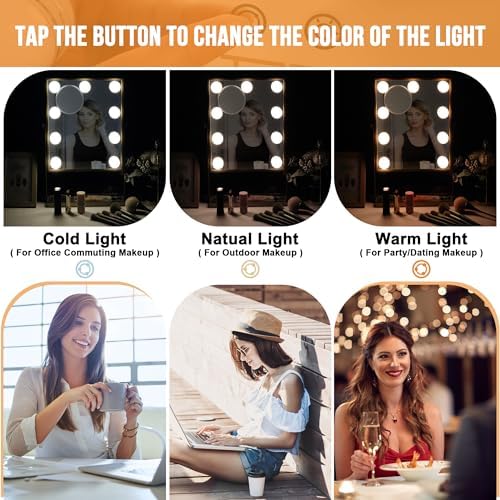 Adjustable - 10X Magnification LED Makeup Mirror with Storage