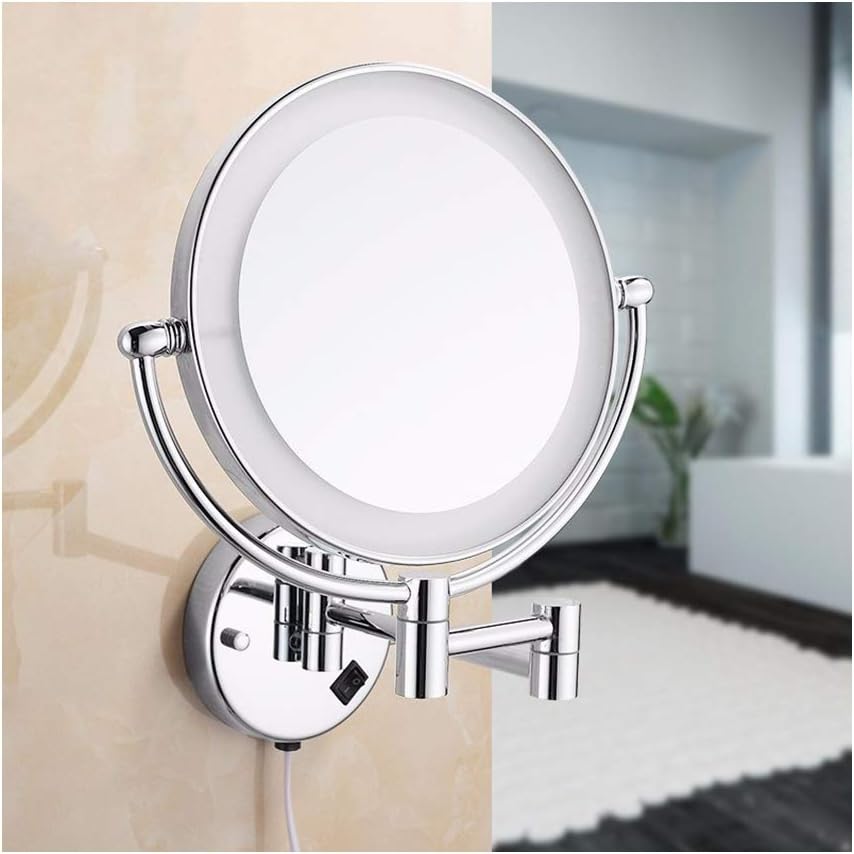 LCARY 9-Inch Wall-Mounted Makeup Mirror with LED Light 3X Magnification