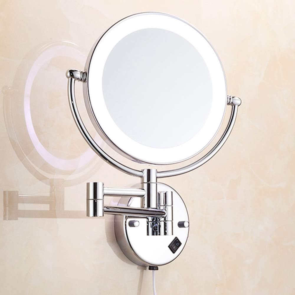 LCARY 9-Inch Wall-Mounted Makeup Mirror with LED Light 3X Magnification