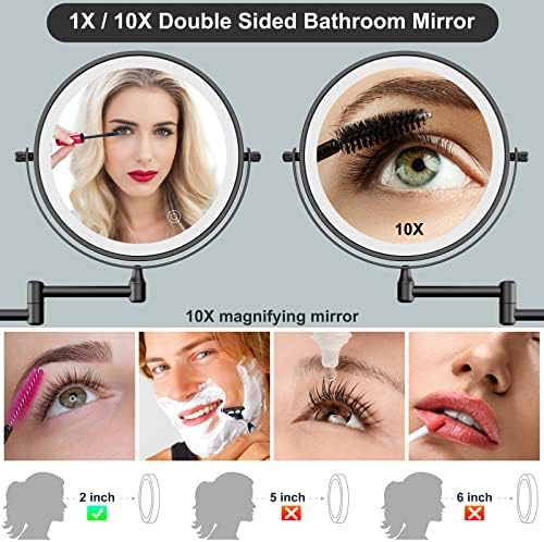 Wall-Mounted Dual-Sided 8 Makeup Mirror with LED Lights