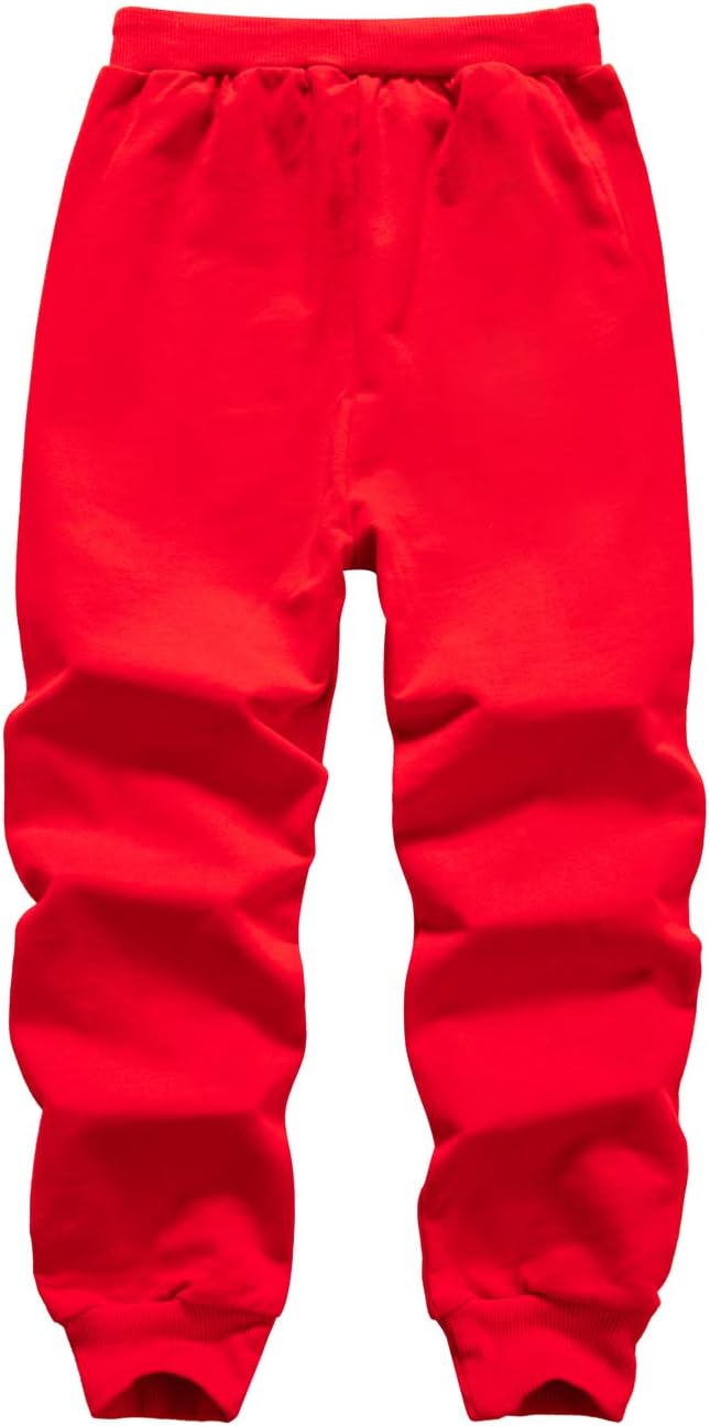 Boys Solid Color Drawstring Cotton Sweatpants Jogger Pants