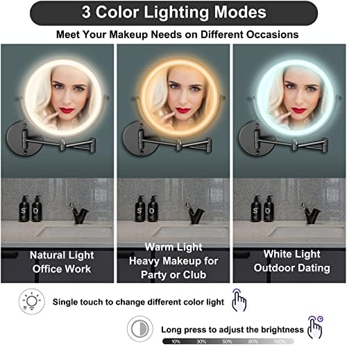 Wall-Mounted Dual-Sided 8 Makeup Mirror with LED Lights
