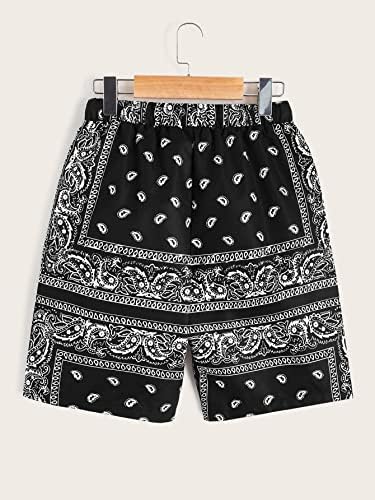 COZYASE Boys Graphic Shorts High Waisted with Paisley Bandana and Elastic Waist