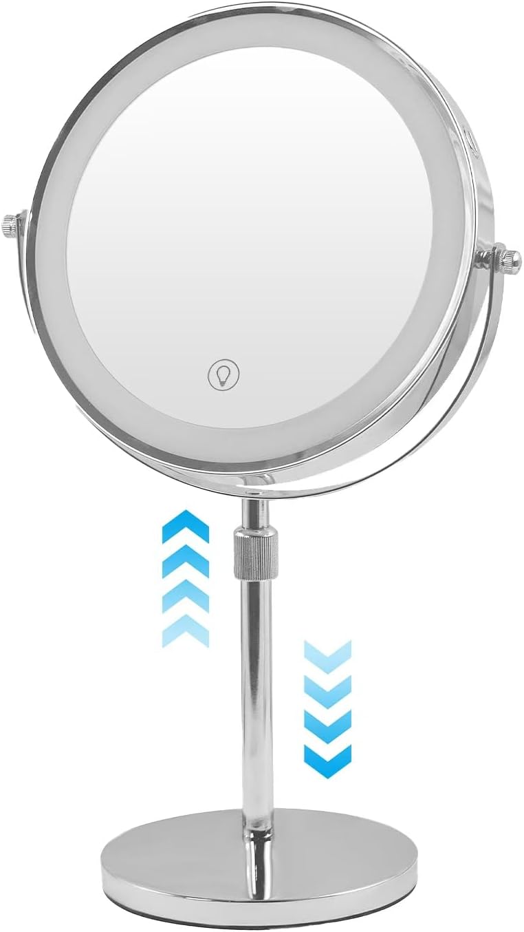 Cheating-Proof Makeup Mirror 10x Magnification 8-inch Height Adjustable 360 Rotatable
