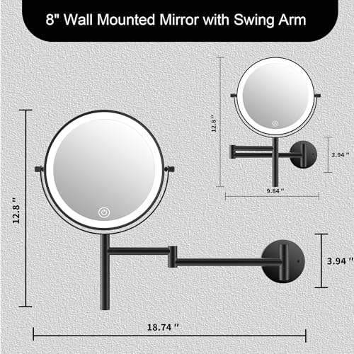 8 Inch Wall Mounted Makeup Mirror with Handle