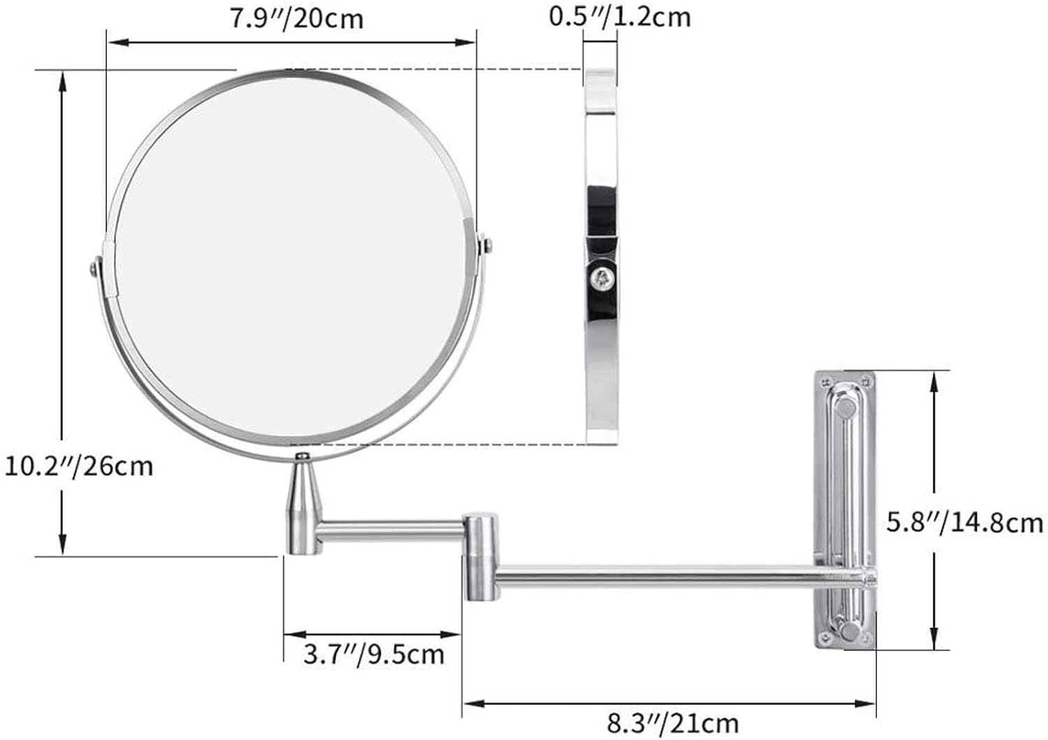 3X Magnifying Wall Mounted Makeup Mirror with Swivel Arm
