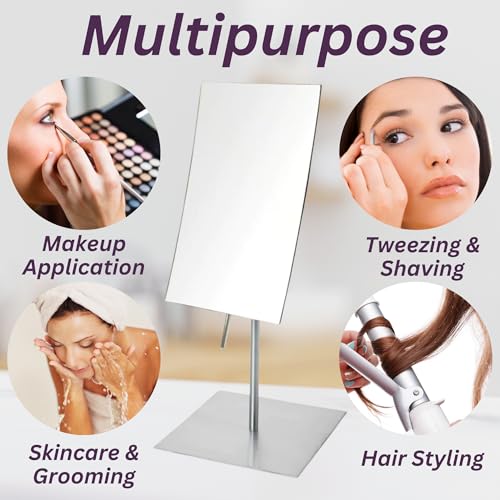 JERDON Rectangular Makeup Mirror with 3X Magnification and Nickel Finish