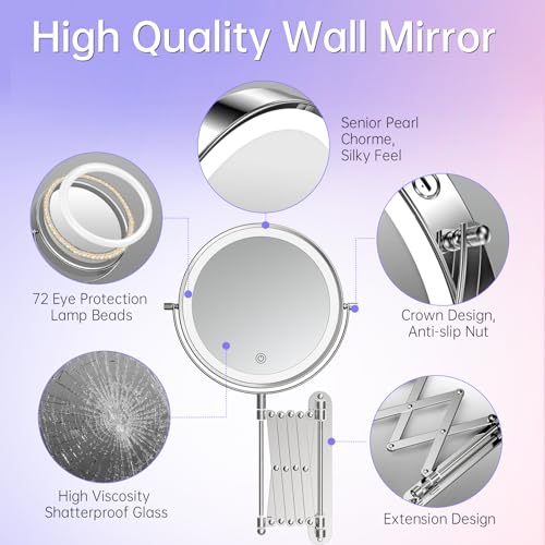 Rechargeable Wall-Mounted Makeup Mirror with Lights