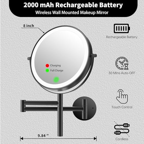 8 Inch Wall Mounted Makeup Mirror with Handle