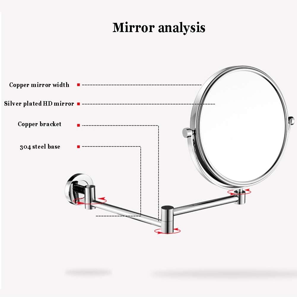 3X Magnification Wall-Mounted Chrome Makeup Mirror