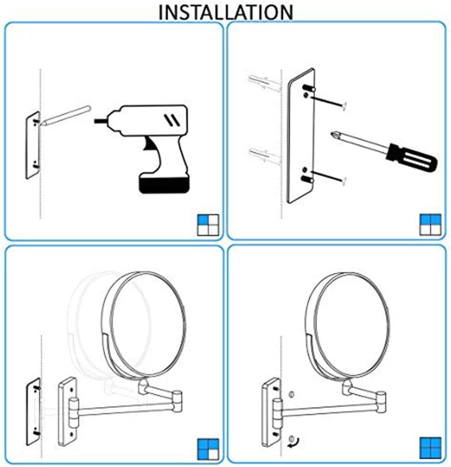 wall-mounted makeup mirror - 3x magnification