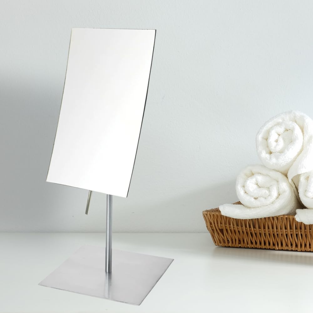 JERDON Rectangular Makeup Mirror with 3X Magnification and Nickel Finish