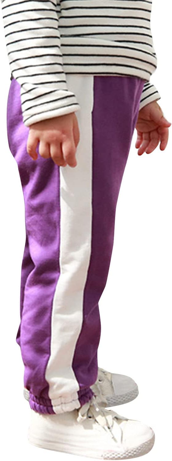 Stay Warm Cozy Fleece-Lined Cotton Striped Joggers for Toddler Boys Girls