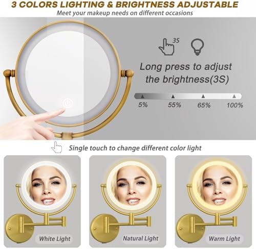 Wall-Mounted Makeup Mirror with 7W Light