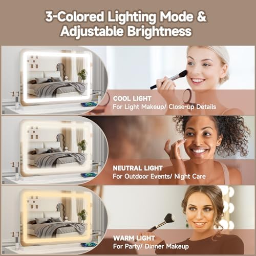 PRIMETEK Large Vanity Mirror with Lights 32x22