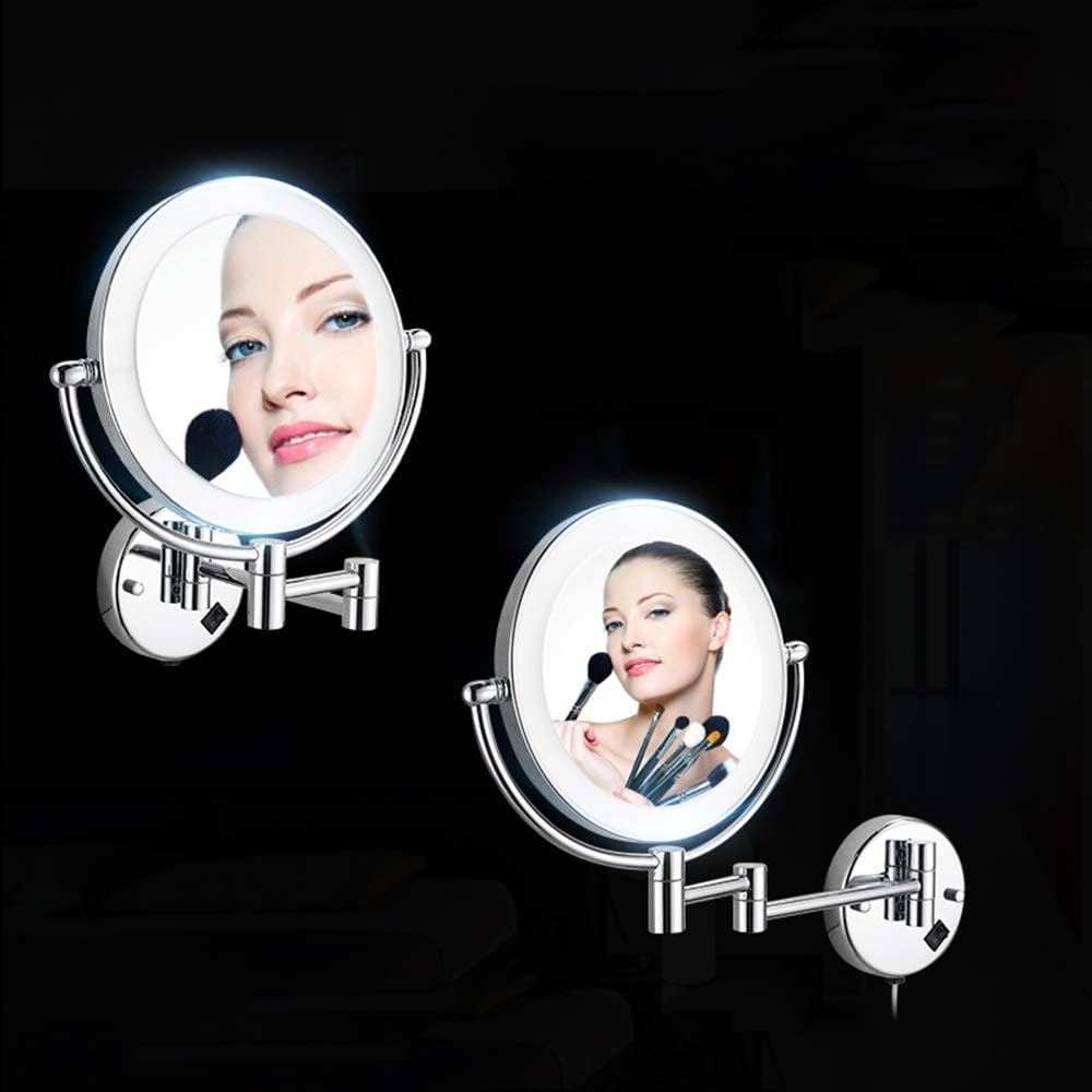 LCARY 9-Inch Wall-Mounted Makeup Mirror with LED Light 3X Magnification