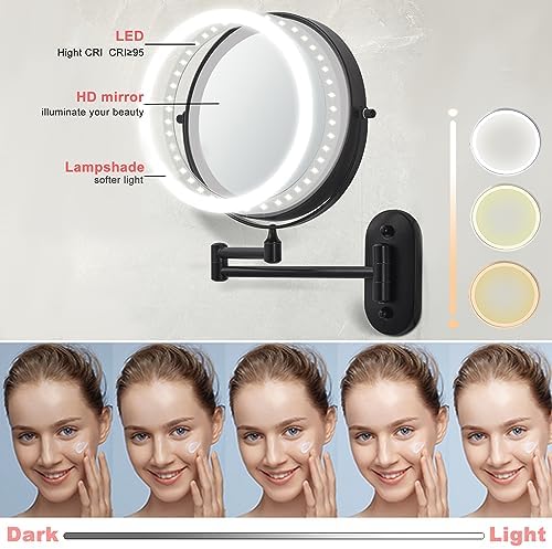 8 Inch Rechargeable Wall Mounted Makeup Mirror With Lights