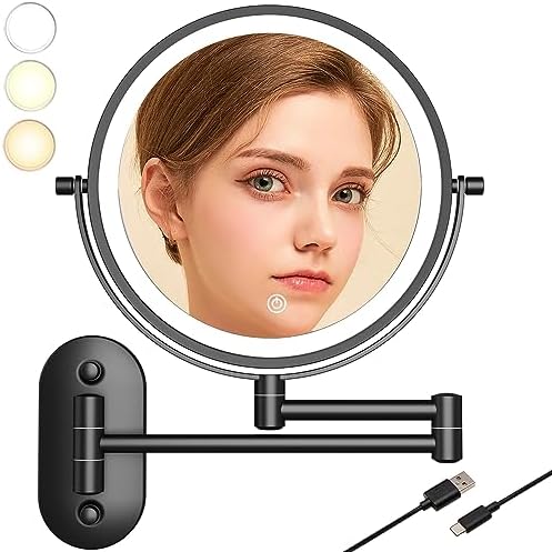 8 Inch Rechargeable Wall Mounted Makeup Mirror With Lights