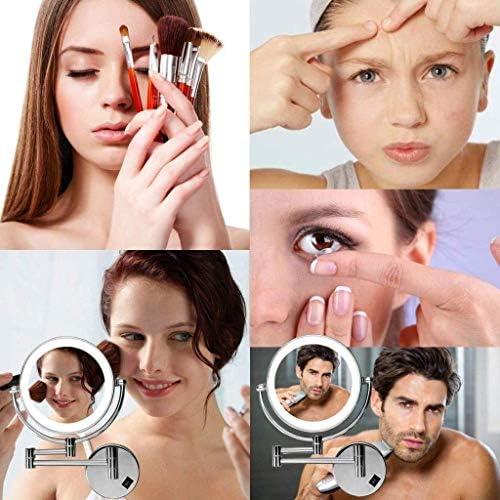 5X Magnifying Wall-Mounted Vanity Mirror Silver 8-inch