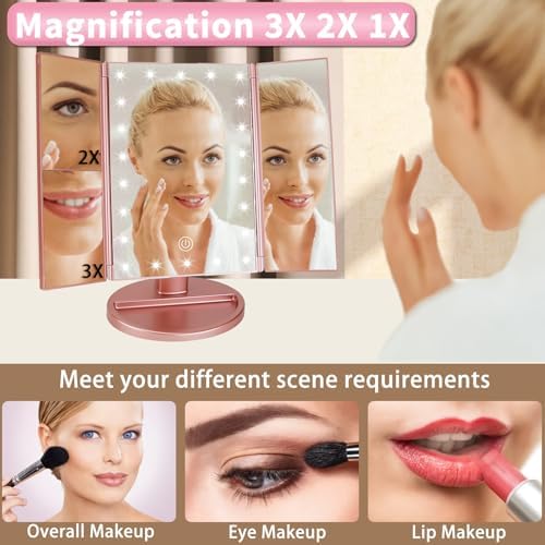 JAMIEWIN 3-in-1 Lighted Makeup Mirror