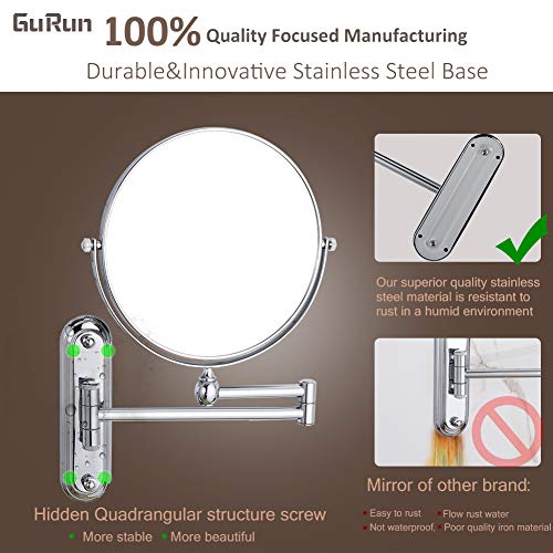 GURUN 8 Inch Dual Magnification Makeup Mirror