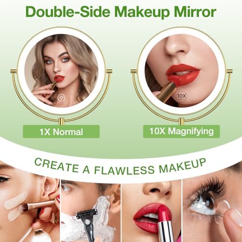 Anfauny 9 Double Sided Lighted Makeup Mirror 10X Magnification Easy to Use