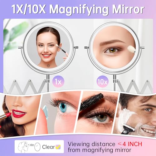 Rechargeable Wall-Mounted Makeup Mirror with Lights
