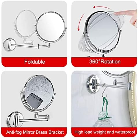 Large Makeup Mirror with Swivel 360 Degree Rotation Wall-Mounted