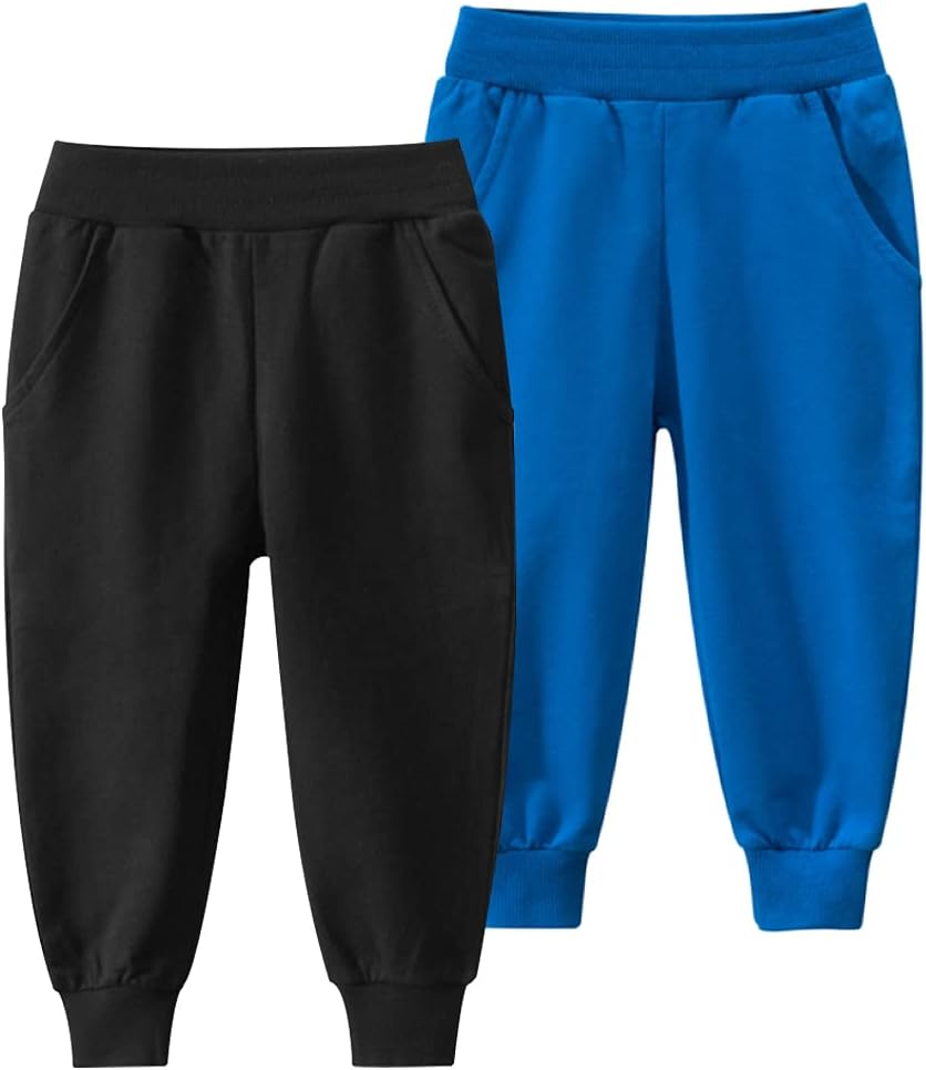 2-Pack Cotton Toddler Boys Jog Pants with Cartoon Print