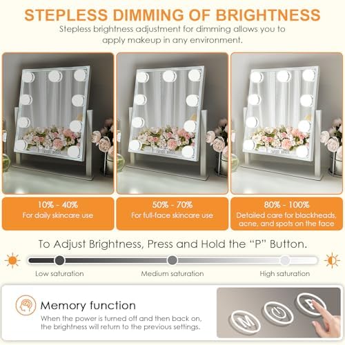 9-Bulb Makeup Mirror with Touch Control