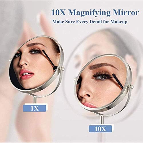 Wall-Mounted Makeup Mirror 10X Magnification Two-Sided Swivel Design