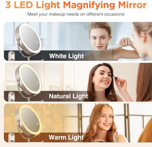 VORREMIRR Wall-Mounted Makeup Mirror with 360 Swivel 15X Magnification