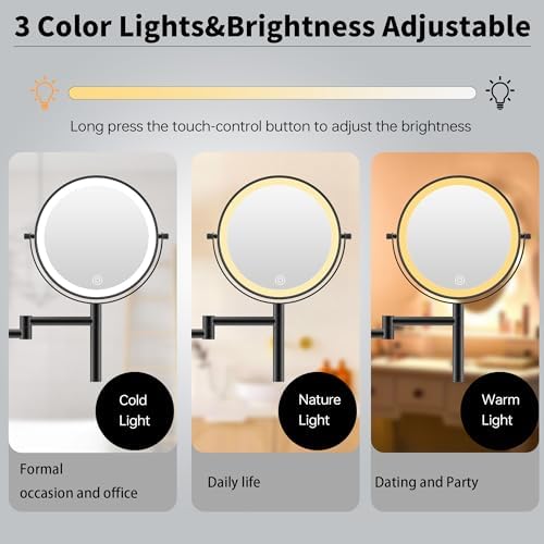 8 Inch Wall Mounted Makeup Mirror with Handle