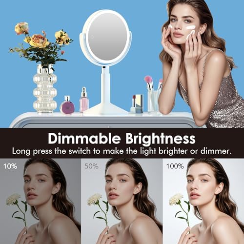 Glimmerx Makeup Mirror with 10X Lighted Dual-Sided Rechargeable Magnifying Mirror