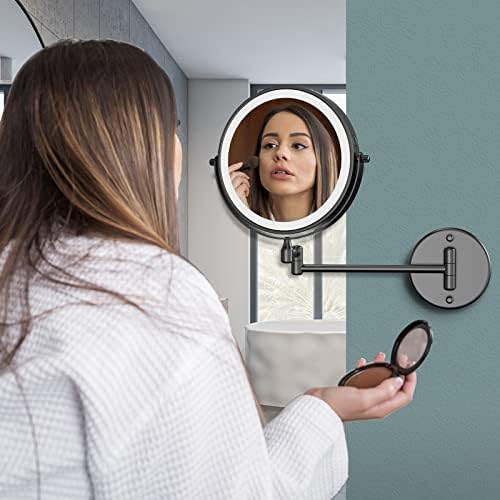 Wall-Mounted Dual-Sided 8 Makeup Mirror with LED Lights