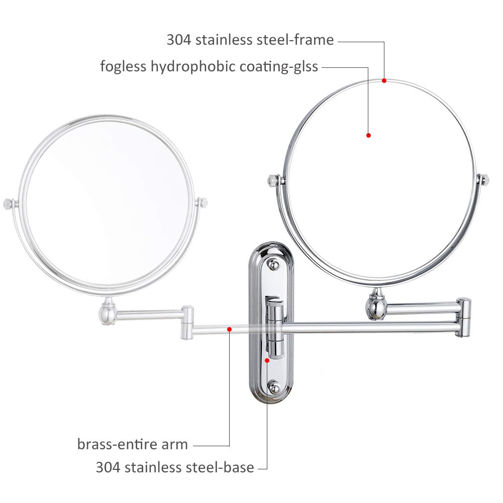 GURUN 8 Inch Dual Magnification Makeup Mirror
