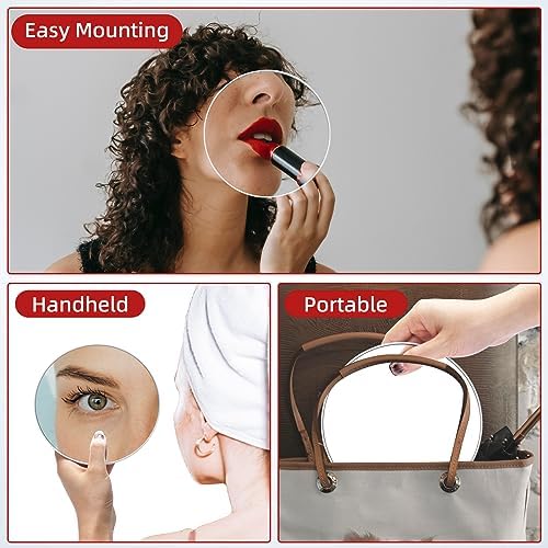 5X Makeup Magnifying Mirror 6inch Compact Travel Mirror with Suction Cups