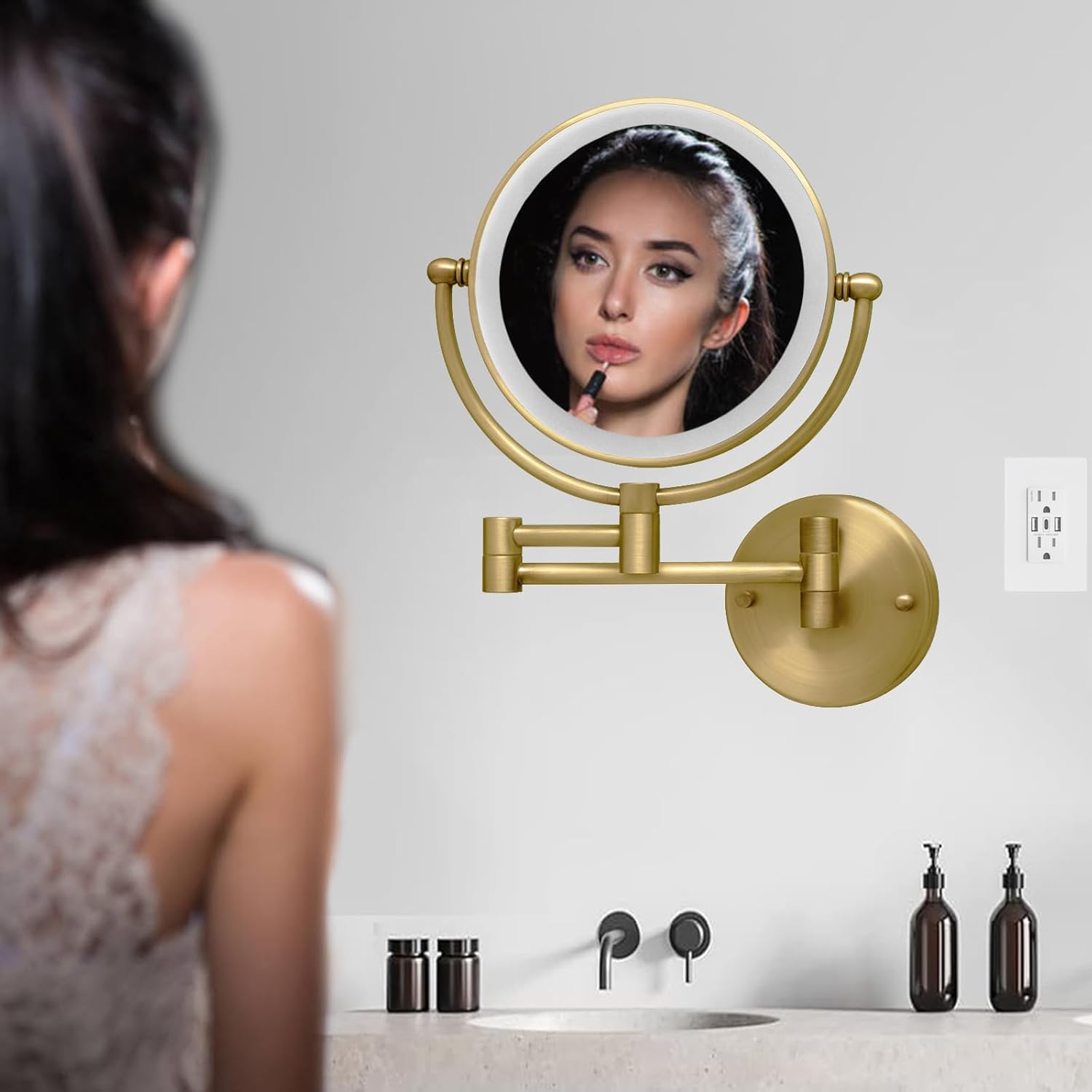 Wall-Mounted Makeup Mirror with 7W Light