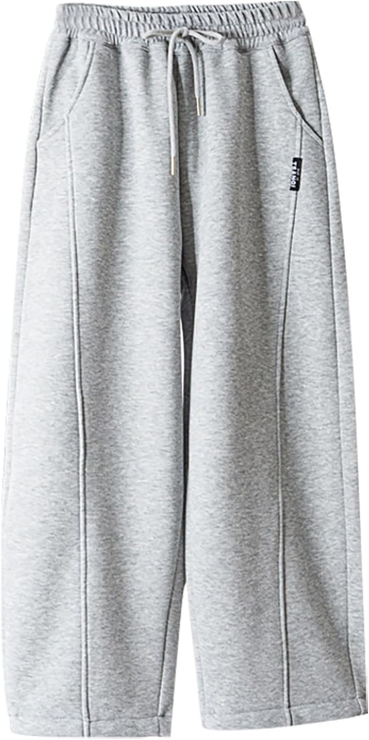 Boys Fleece-Lined Open Bottom Sweatpants with Pockets