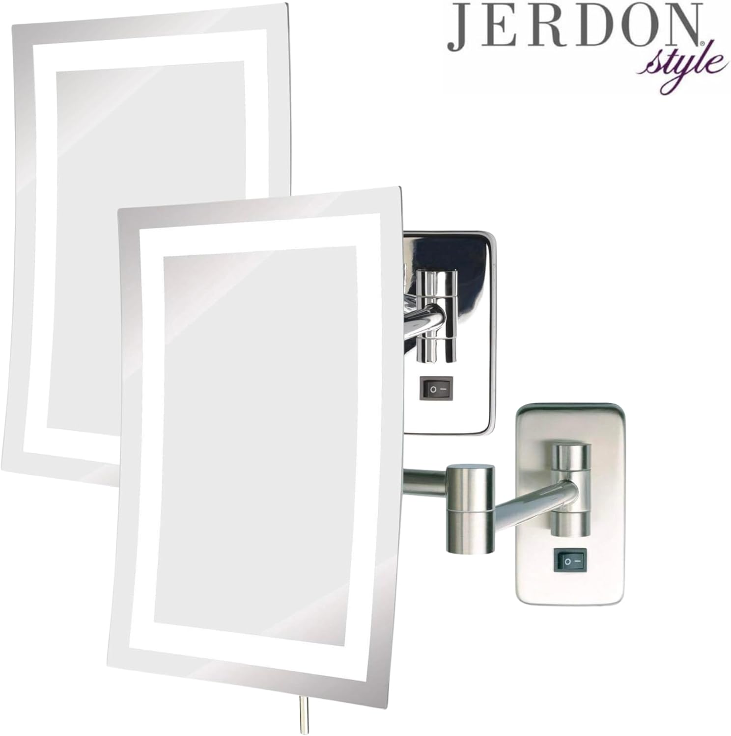 5X Magnifying Wall-Mounted LED Makeup Mirror Chrome