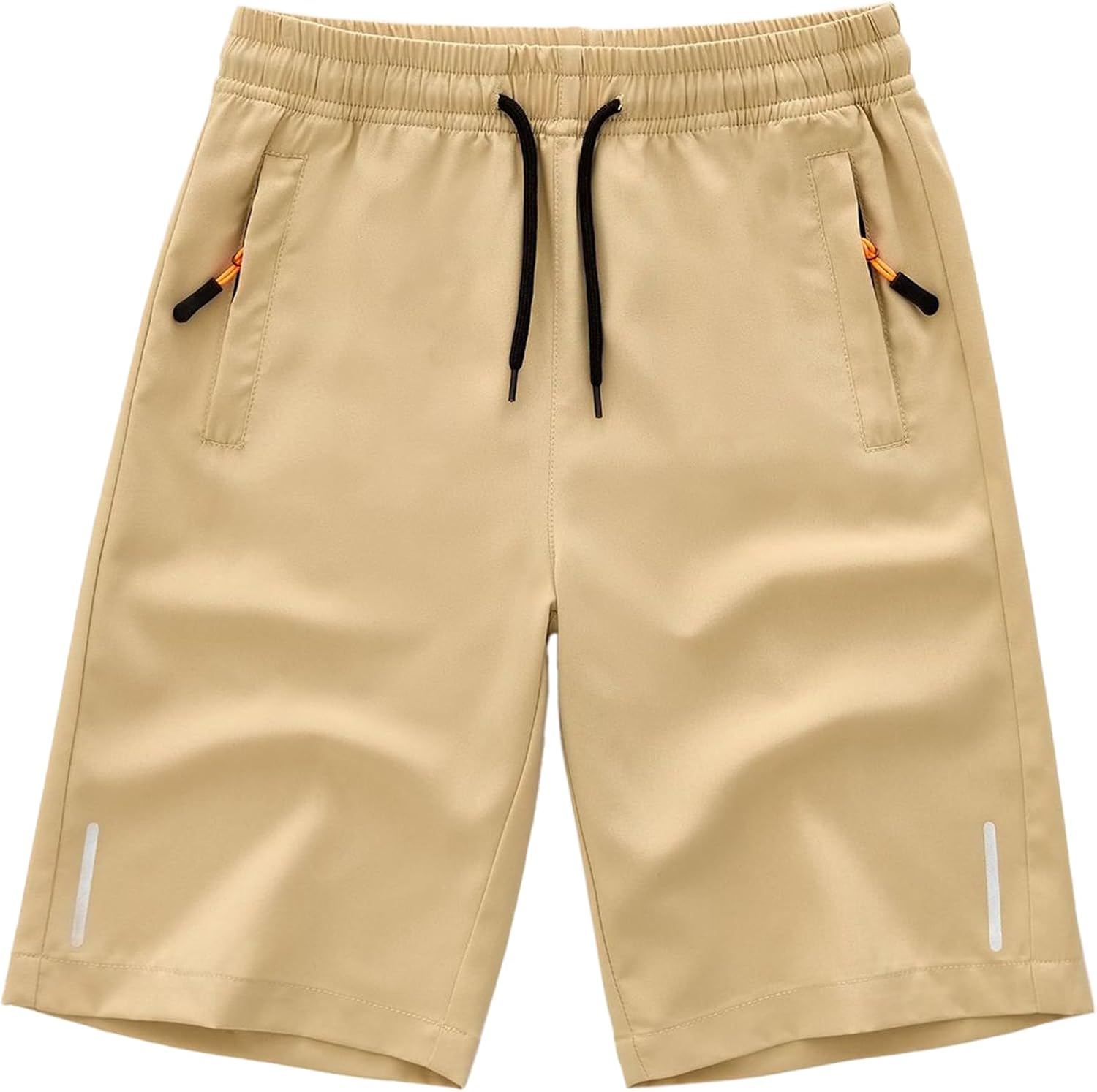 boys quick-dry athletic shorts set with zipper pockets and ajustable waistband