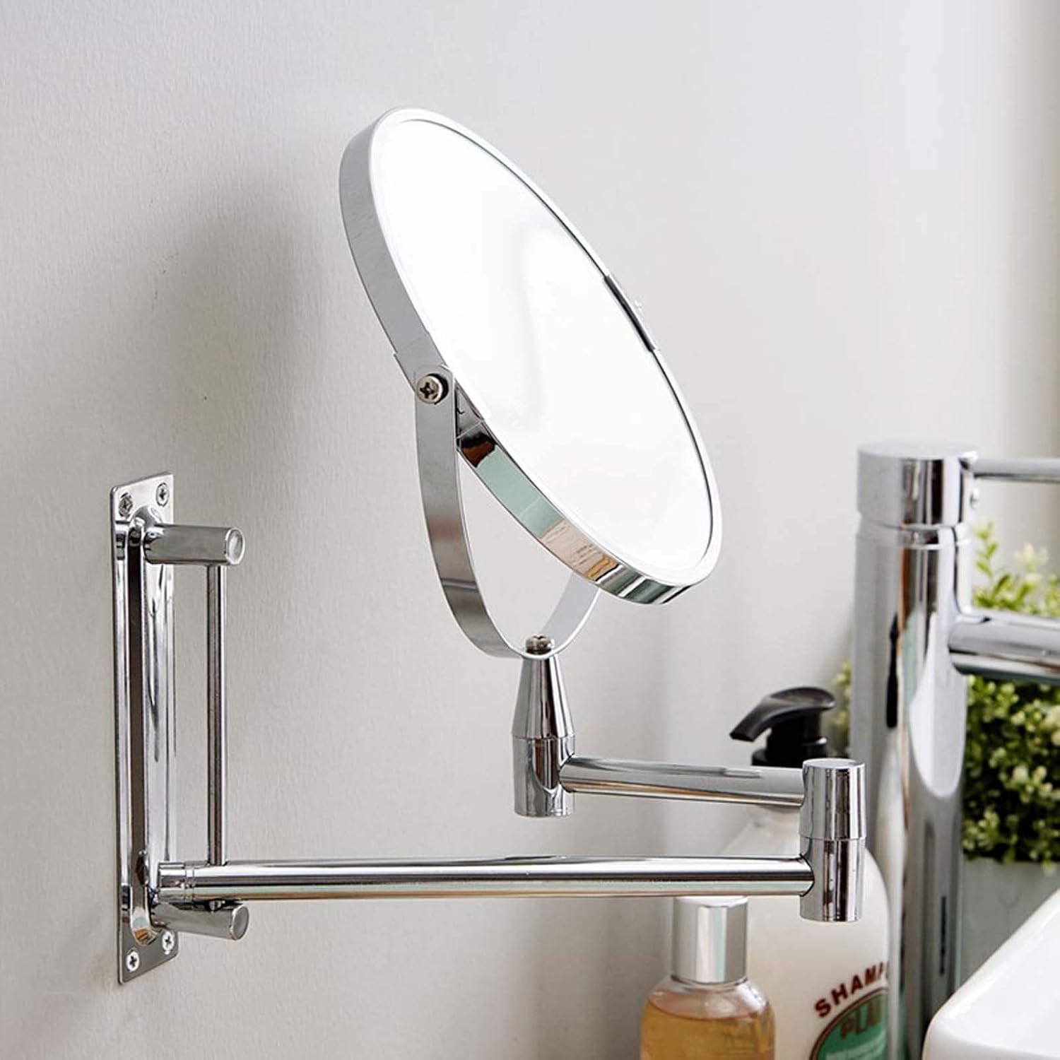 3X Magnifying Wall Mounted Makeup Mirror with Swivel Arm