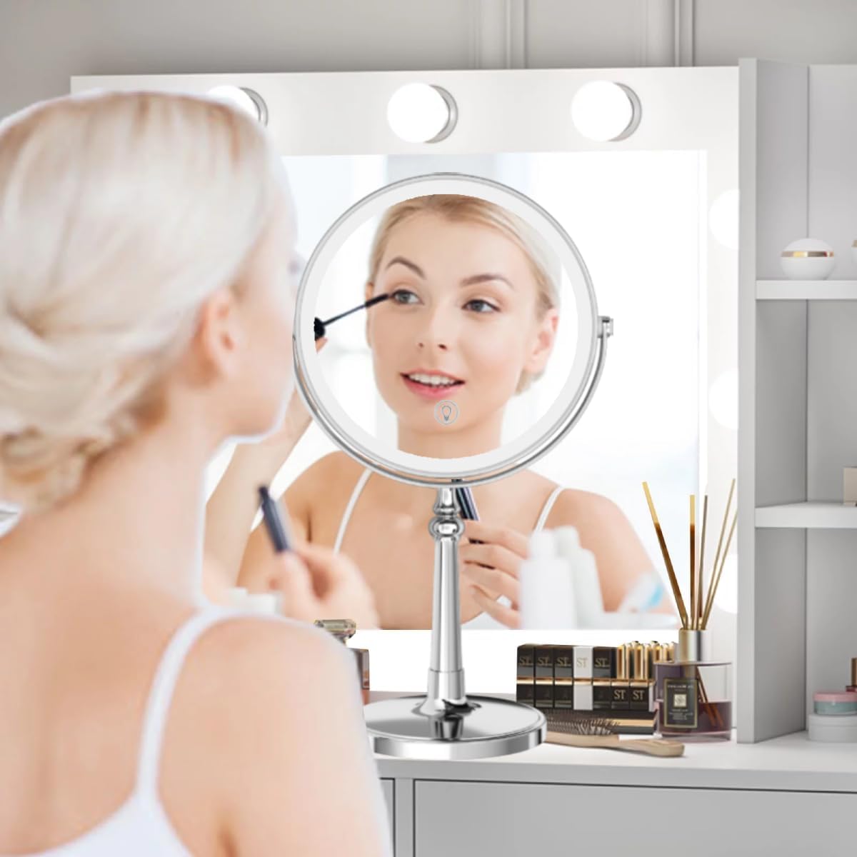 9 Inch Makeup Mirror With Lights And 10X Magnification