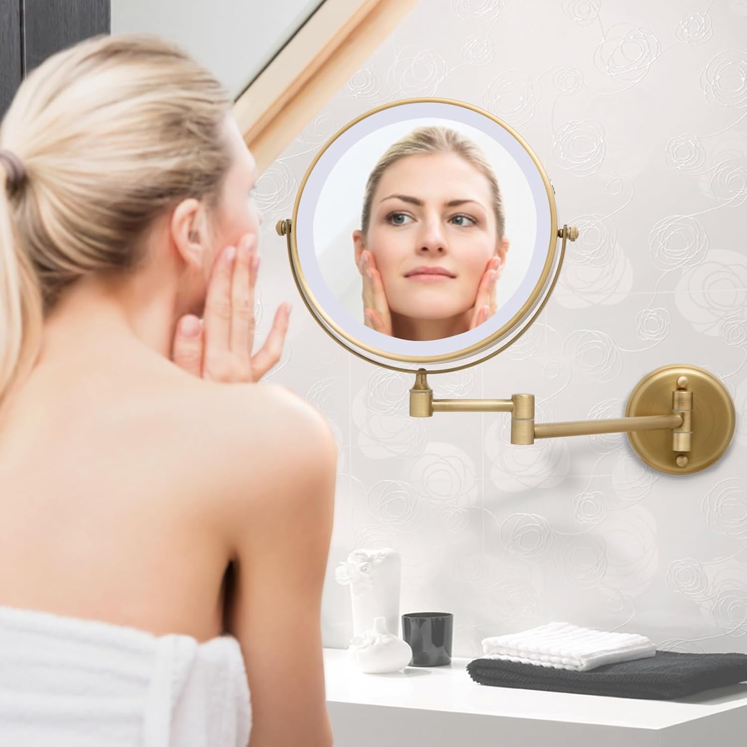 Wall-Mounted Rechargeable Lighted Makeup Mirror