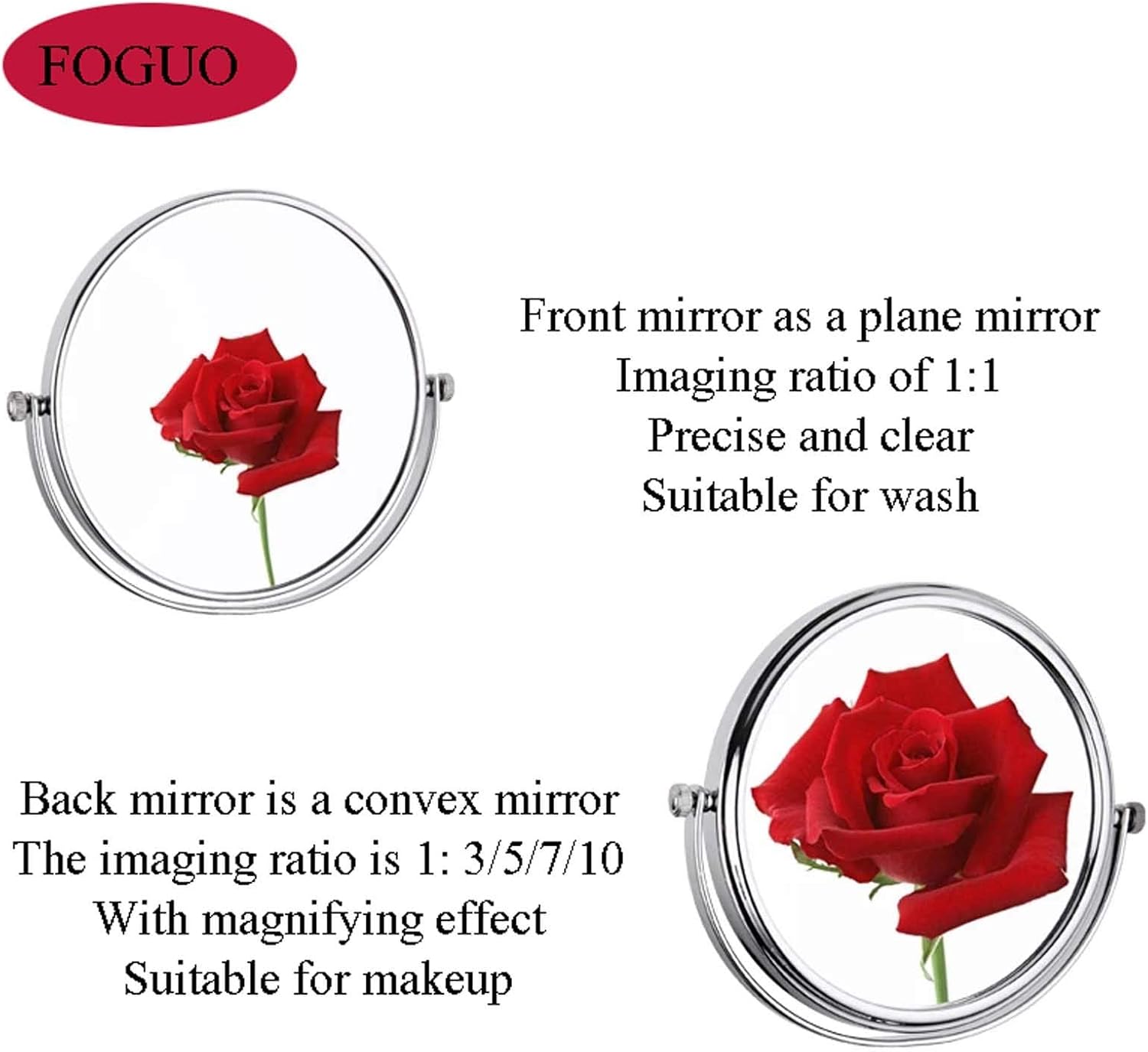 Large Makeup Mirror with Swivel 360 Degree Rotation Wall-Mounted