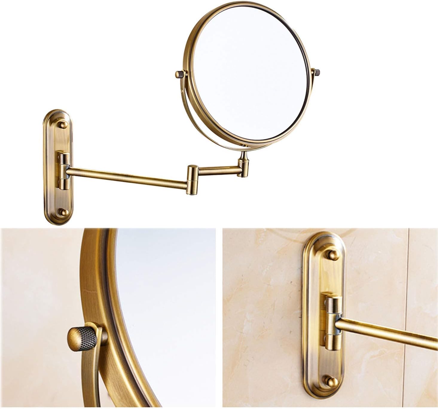 Wall-Mounted Vanity Mirror with 8 Wide 12 Extension Double-Sided
