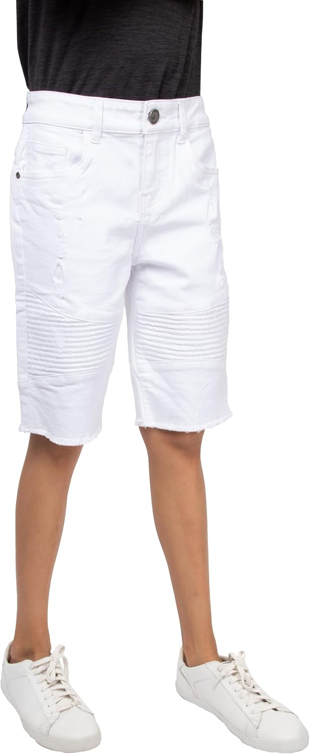 X RAY - Casual Ripped Biker Moto Denim Shorts for Toddler Boys