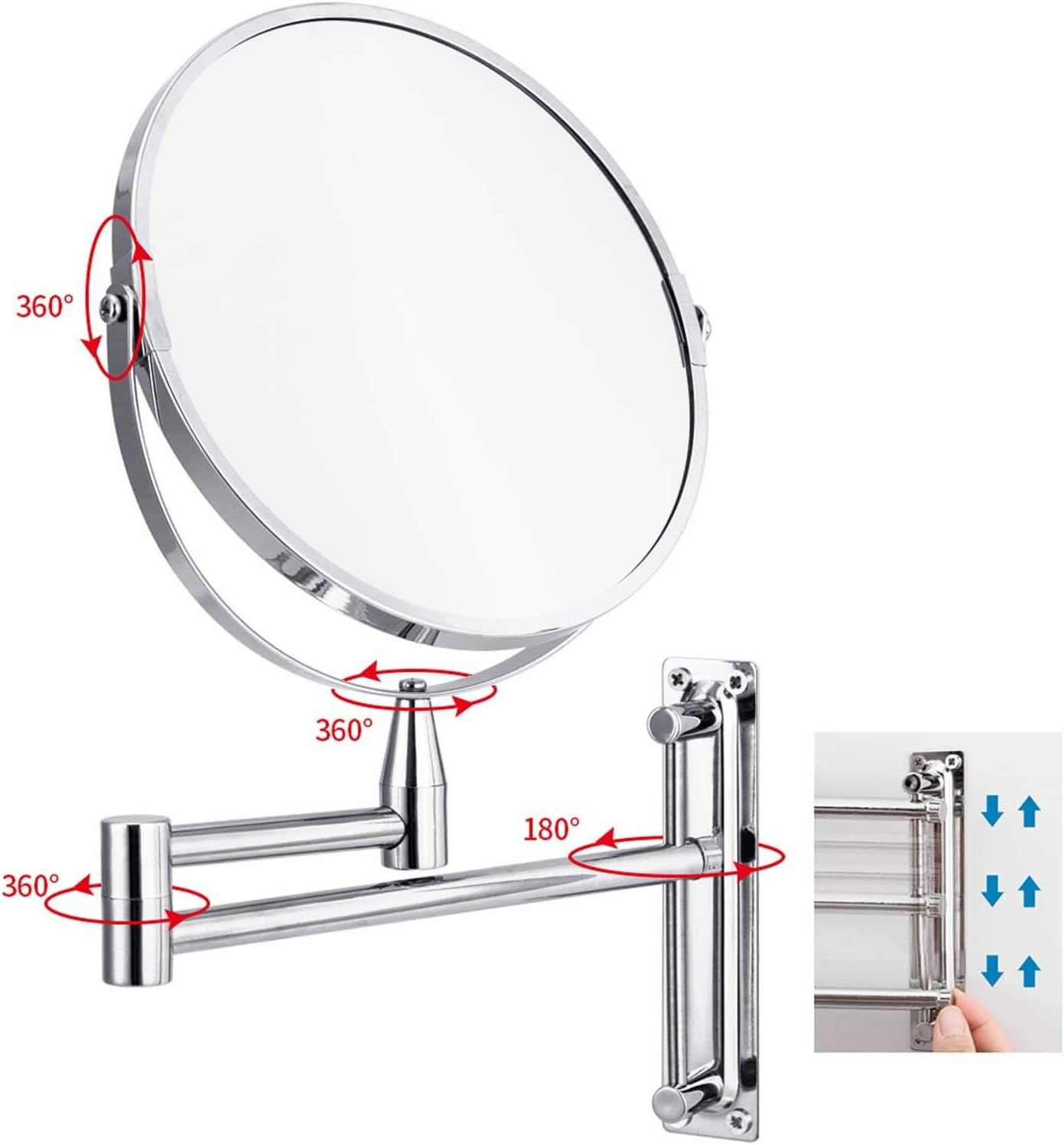 3X Magnifying Wall Mounted Makeup Mirror with Swivel Arm