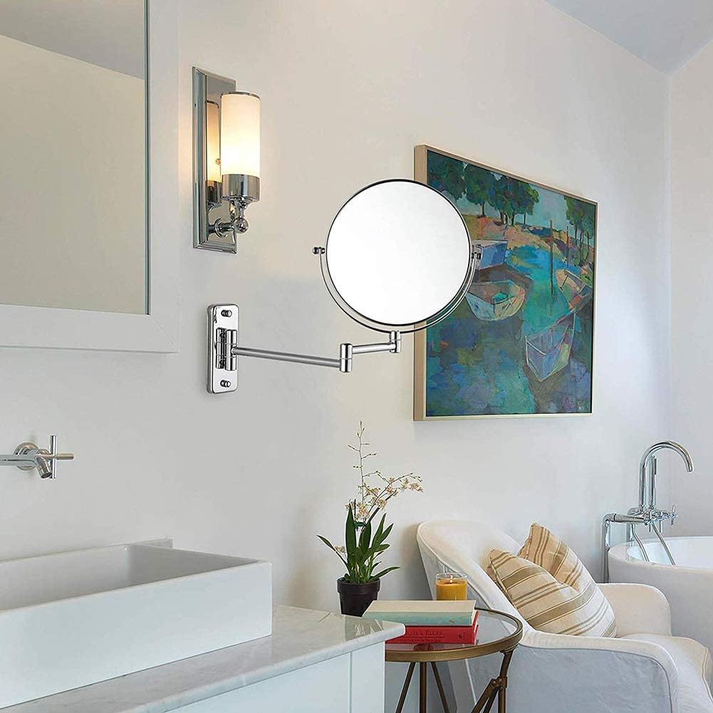 Wall-Mounted Makeup Mirror 10X Magnification Two-Sided Swivel Design