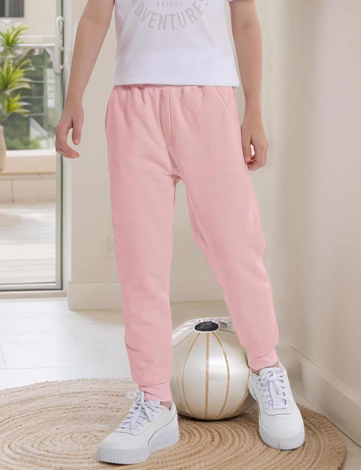 Stay Warm Cozy Gihuo Unisex Sherpa Lined Sweatpants Jogger for Kids
